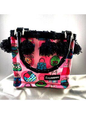 Bag Daddy Pink Purse Novelty Handbag Bamboo Style Handles Small Tote